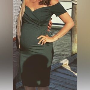 Pinkblush One Shoulder Dress in Deep Green